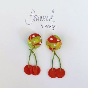 Retro Kitsch “Cherries” Polymer Clay Earrings